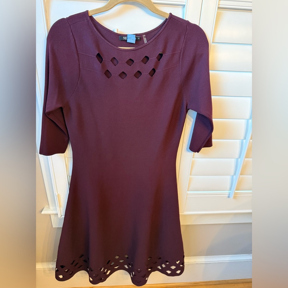 NIC+ZOE Burgundy 3/4 Sleeve Dress